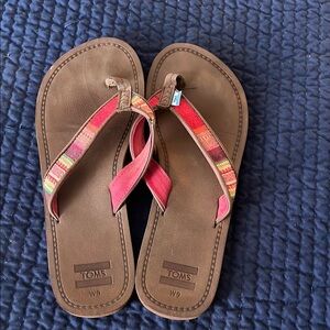Toms Brown and Red Sandals Comfortable Summer Footwear